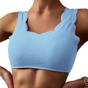 Scalloped Edge Blue bathing suit top